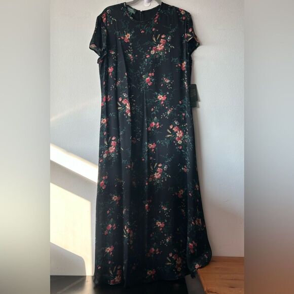 NWT Vintage Ralph Lauren Floral Foliage Silk Midi/Maxi Lined Dress - Picture 1 of 12